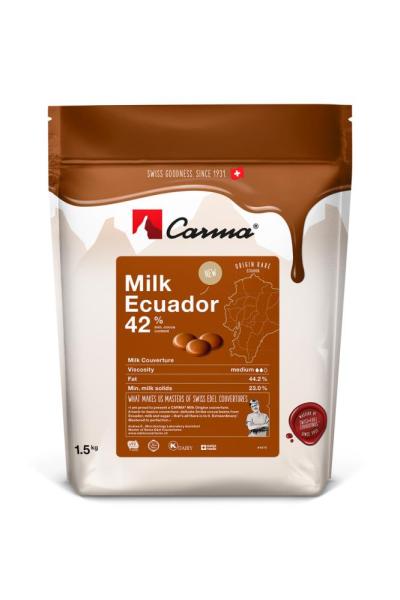 Carma Milchschokolade Milk Ecuador 42% Tropfen - 1,5kg